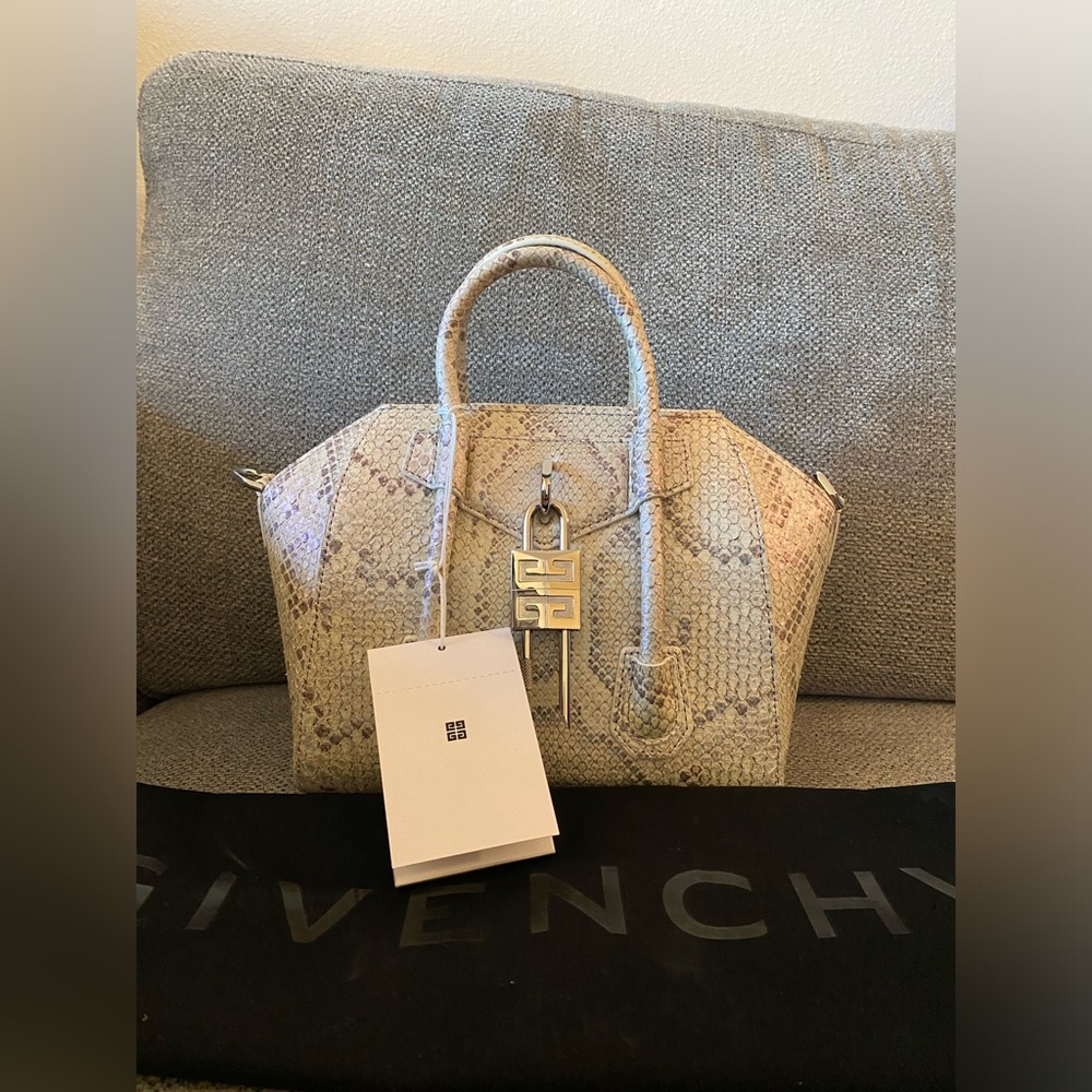 Givenchy Mini Antigona Lock Bag In Python With Pe… - image 1